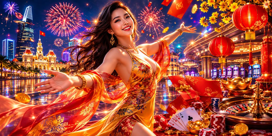 Chợ đêm Hồ Chí Minh với phong bì đỏ biểu tượng thưởng lễ hội